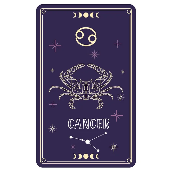 Cartão Tarô Isolado Com Câncer Signo Zodíaco Ilustração Vetorial — Vetor de Stock