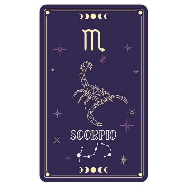 Cartão Tarô Isolado Com Signo Zodíaco Escorpião Ilustração Vetorial — Vetor de Stock