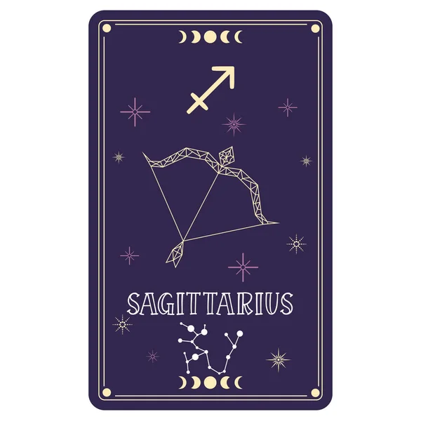 Cartão Tarô Isolado Com Signo Zodíaco Sagitário Ilustração Vetorial — Vetor de Stock