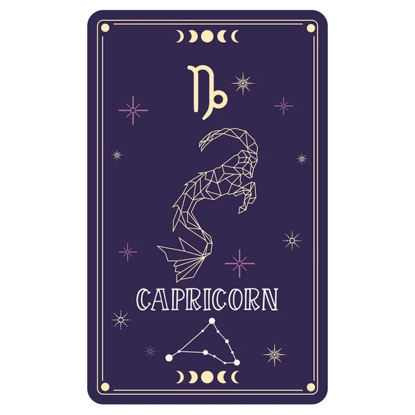 Cartão Tarô Isolado Com Signo Zodíaco Capricórnio Ilustração Vetorial — Vetor de Stock