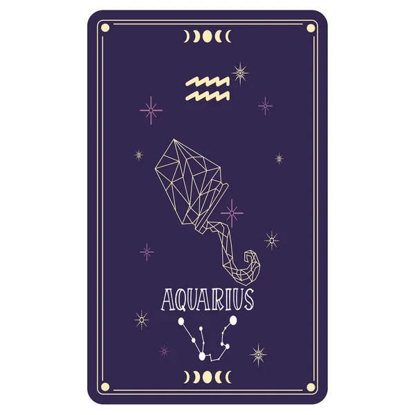 Cartão Tarô Isolado Com Signo Zodíaco Aquário Ilustração Vetorial — Vetor de Stock