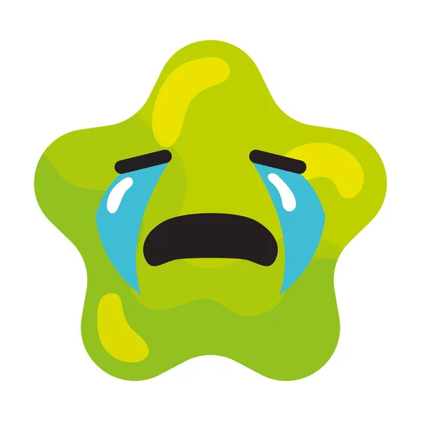 Zole Edilmiş Ağlayan Sevimli Yıldız Şekli Emoji Vektör Illüstrasyonu — Stok Vektör