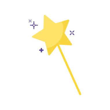 Altın yıldız şekilli bir ikon Vektör illüstrasyonu ile izole edilmiş bir değnek