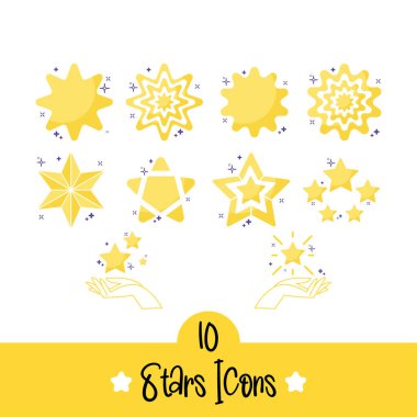 Altın yıldız şekil simgeleri kümesi Vektör illüstrasyonu