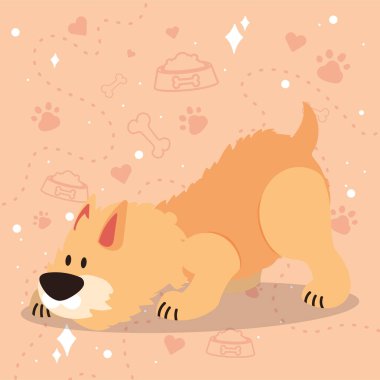 Tatlı koklayan köpek çizgi film karakteri Vektör illüstrasyonu
