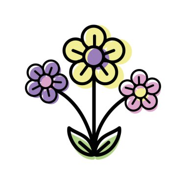Ayrı renkte çiçek taslak ikonu Vektör illüstrasyonu