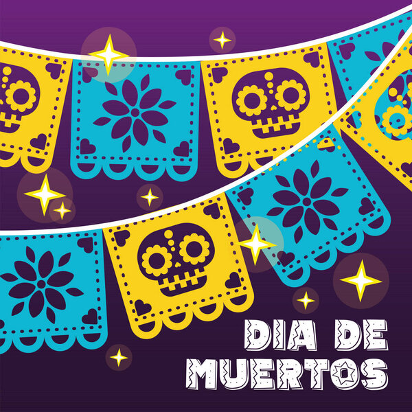 Mexican ornaments dia de los muertos background Vector illustration