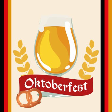 Köpük dolu bira bardağı Oktoberfest poster taşıyıcı illüstrasyonu