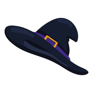 İzole edilmiş siyah cadı şapkası simgesi Vektör illüstrasyonu