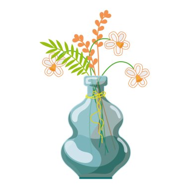 İzole vazo çiçekleri Bahar mevsimi Vektör illüstrasyonu