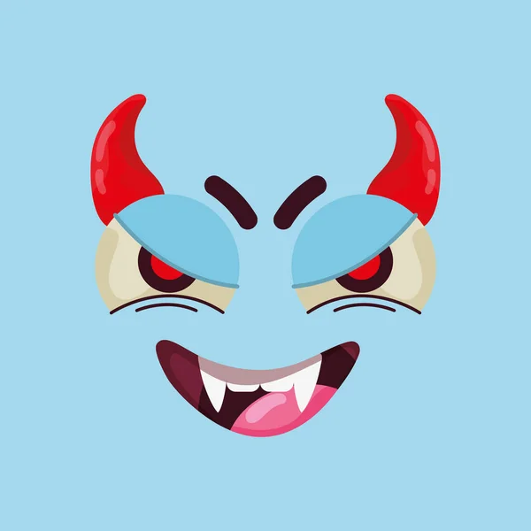 Isolated Cute Evil Happy Facial Expression Vector Illustration — Stock Vector