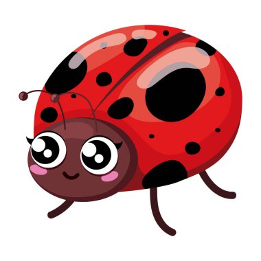 İzole edilmiş sevimli uğur böceği karakter Vektör illüstrasyonu