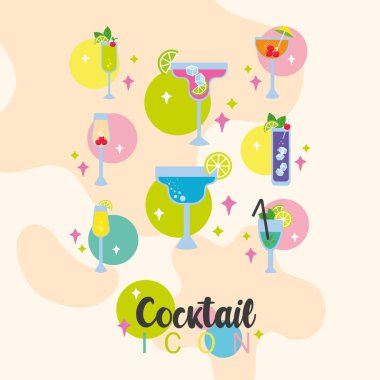 Cokctail gözlük simgesi Vektör illüstrasyonuName