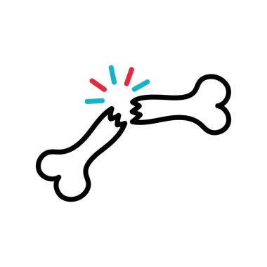 Kırık bir kemiğin izole edilmiş dış çizgisi Tıbbi ikon Vektör illüstrasyonu