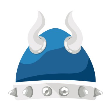 İzole edilmiş renkli Viking miğferi taslak ikonu Vektör illüstrasyonu