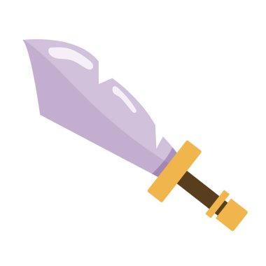 İzole edilmiş renkli kılıç ortaçağ silah ikonu Vektör illüstrasyonu