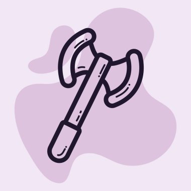 İzole edilmiş balta simgesi MEdieval silah Vektör illüstrasyonu