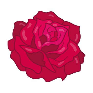 İzole edilmiş kırmızı gül ikonu Aşk sembolü Vektör illüstrasyonu