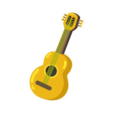 İzole edilmiş ahşap gitar taslak ikonu Vektör illüstrasyonu