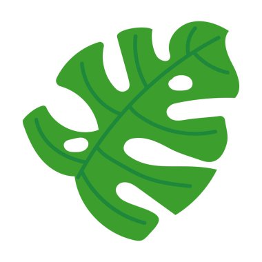 İzole edilmiş renkli tropikal yaprak taslak ikonu Vektör illüstrasyonu