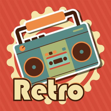 Radyo Vektörü illüstrasyonlu geçmişe dönük ve nostaljik