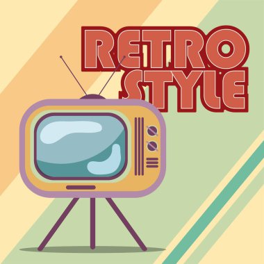 Televizyon aygıtı Vektör illüstrasyonu ile geçmişe dönük ve nostaljik arkaplan