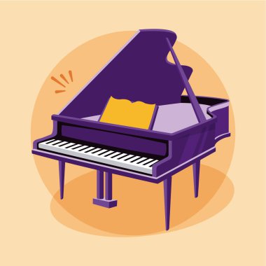 İzole edilmiş renkli piyano enstrümanı simgesi Vector illüstrasyonu