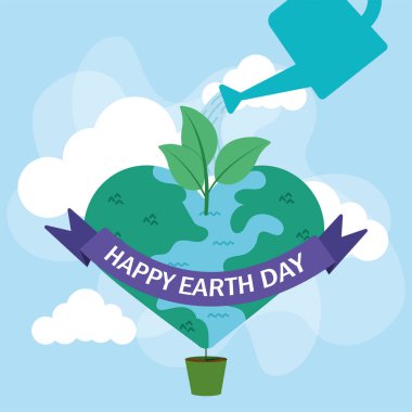 Mutlu Dünya Günü şirin arkaplan vektör illüstrasyonu