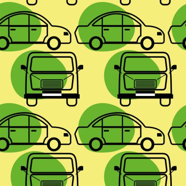 Araç simgeleri Vektör illüstrasyonuna sahip kusursuz desen arkaplanı