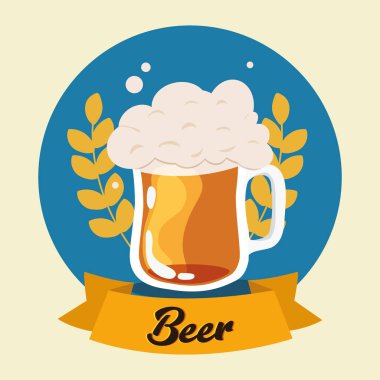 Köpük ve buğdaylı izole bira bardağı Bira Vektörü illüstrasyonu