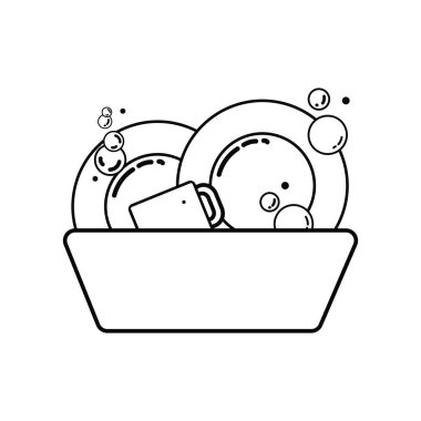 İzole edilmiş bulaşık ikonu Vektör illüstrasyonuName