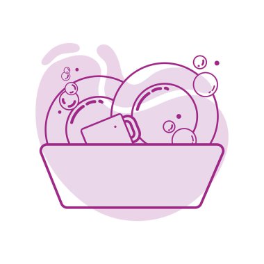 İzole edilmiş bulaşık ikonu Vektör illüstrasyonuName