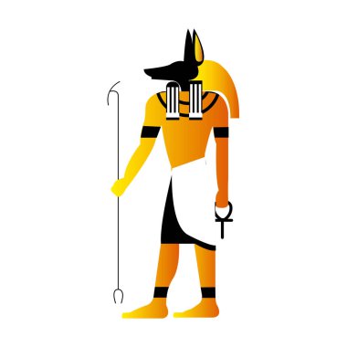 İzole edilmiş renkli Mısır Tanrısı heykel simgesi Vektör illüstrasyonu