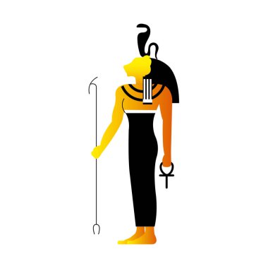 İzole edilmiş renkli Mısır Tanrısı heykel simgesi Vektör illüstrasyonu