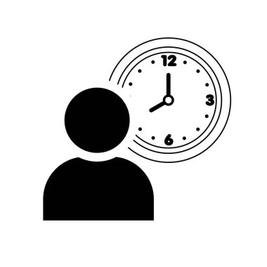 Bir duvar saati simgesi Vektör illüstrasyonuna sahip kişi