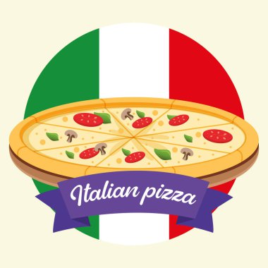 Rozet vektörlü geleneksel İtalyan pizzası.