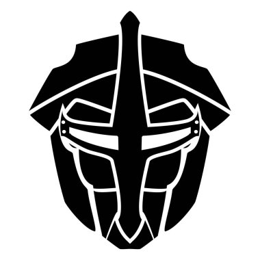 Bir ortaçağ miğfer ikonu Vektör illüstrasyonunun silueti