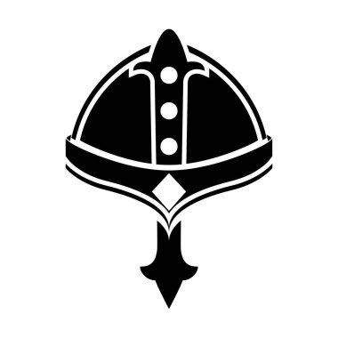 Bir ortaçağ miğfer ikonu Vektör illüstrasyonunun silueti