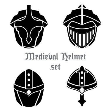 Ortaçağ Kask Simgeleri Vektör illüstrasyonu