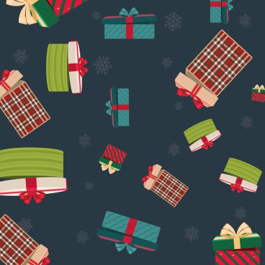 Şimdiki Noel simgeleri Desen Arkaplan Vektörü illüstrasyonu