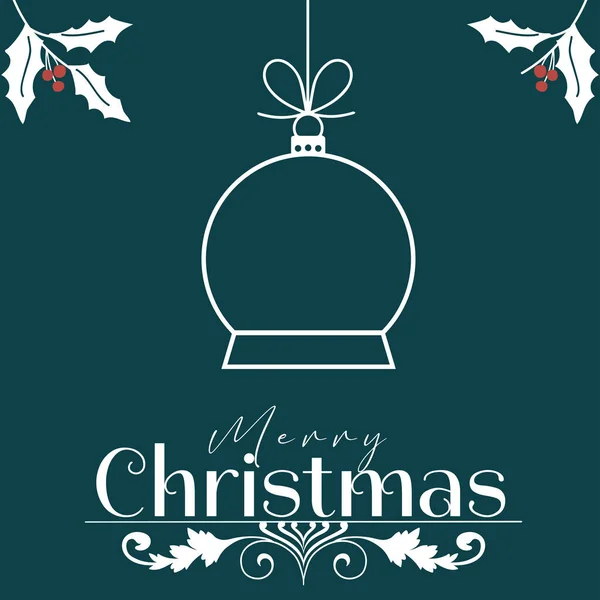 Merry Christmas Greeting Card Flat Design Vector Illustration — Stock Vector
