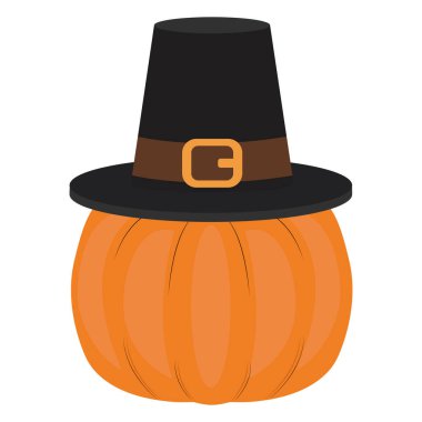 Hacı şapkası ikonu Vektör illüstrasyonlu izole edilmiş balkabağı