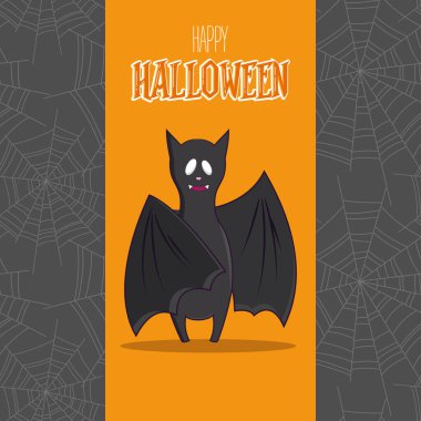 İzole edilmiş yarasa vektörü illüstrasyonlu renkli Cadılar Bayramı ürkütücü posteri