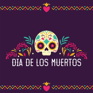 Ayrı dekore edilmiş geleneksel kurukafa dia de los muertos şablon Vektör illüstrasyonu