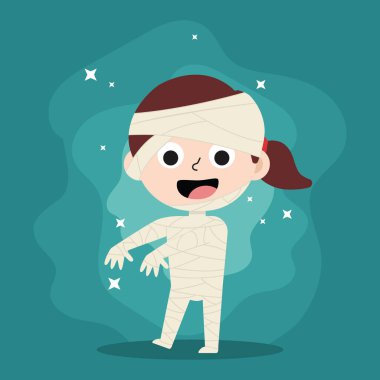 Şirin kadın Cadılar Bayramı Cadılar Bayramı kostüm karakteri Vektör çizimi