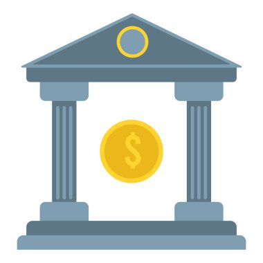Madeni para Finans simgesi Vektör illüstrasyonlu banka binası