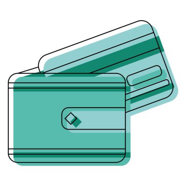 Kredi kartı Finans simgesi Vektör illüstrasyonlu cüzdan