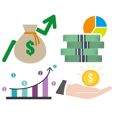 Finans simgeleri kümesi Vektör illüstrasyonu