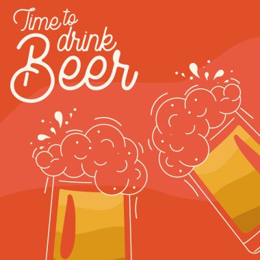 Bira posteri illüstrasyonunu içmenin tam zamanı