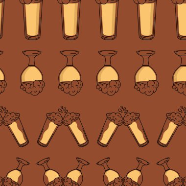 Bira bardakları simgeleri Desen arkaplan vektörü illüstrasyonu
